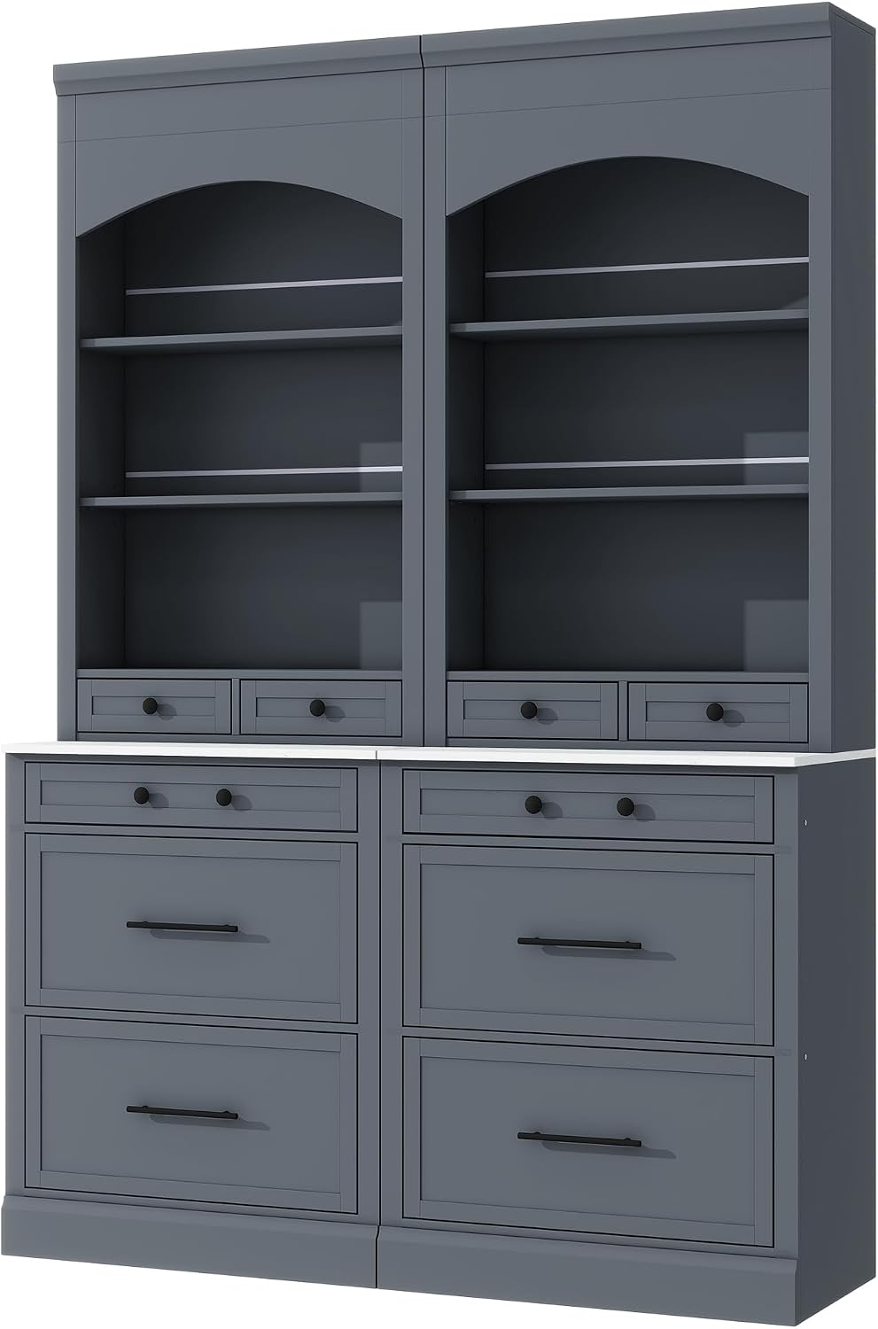 Modern 83.7inch High Kitchen Pantry, Freestanding Tall Kitchen Hutch with Fau...