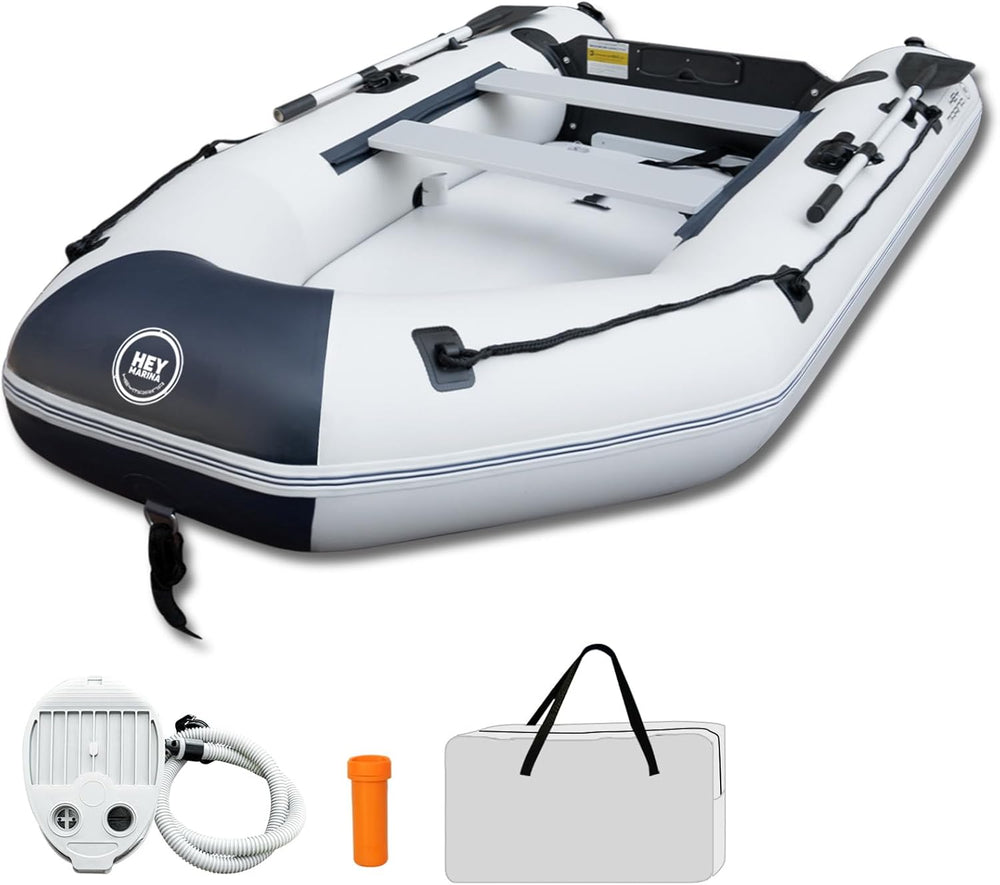 10ft Inflatable Dinghy Boat for Adult with Drop-Stitch Floor 3-4 Person Infla...