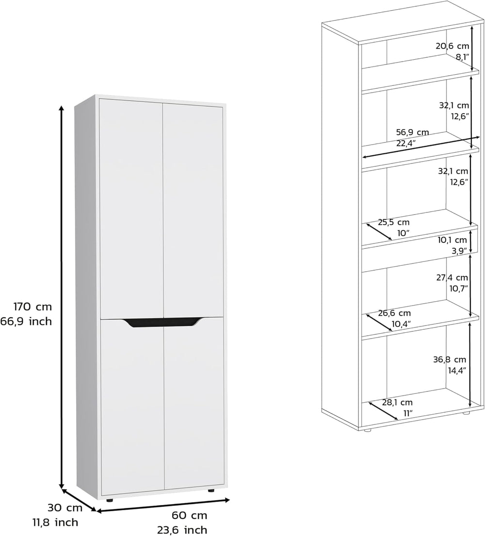 4-Door Kitchen Pantry Organizer Cabinet, Wooden Cupboard Credenza Bufffet Ser...