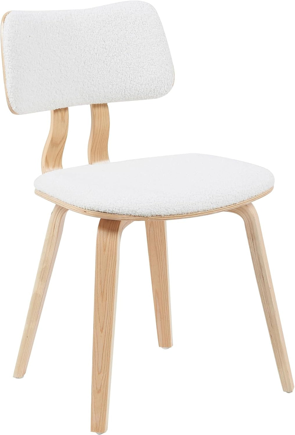 Armen Living Jaguar Mid-Century Upholstered Dining Chair in White Boucle and ...