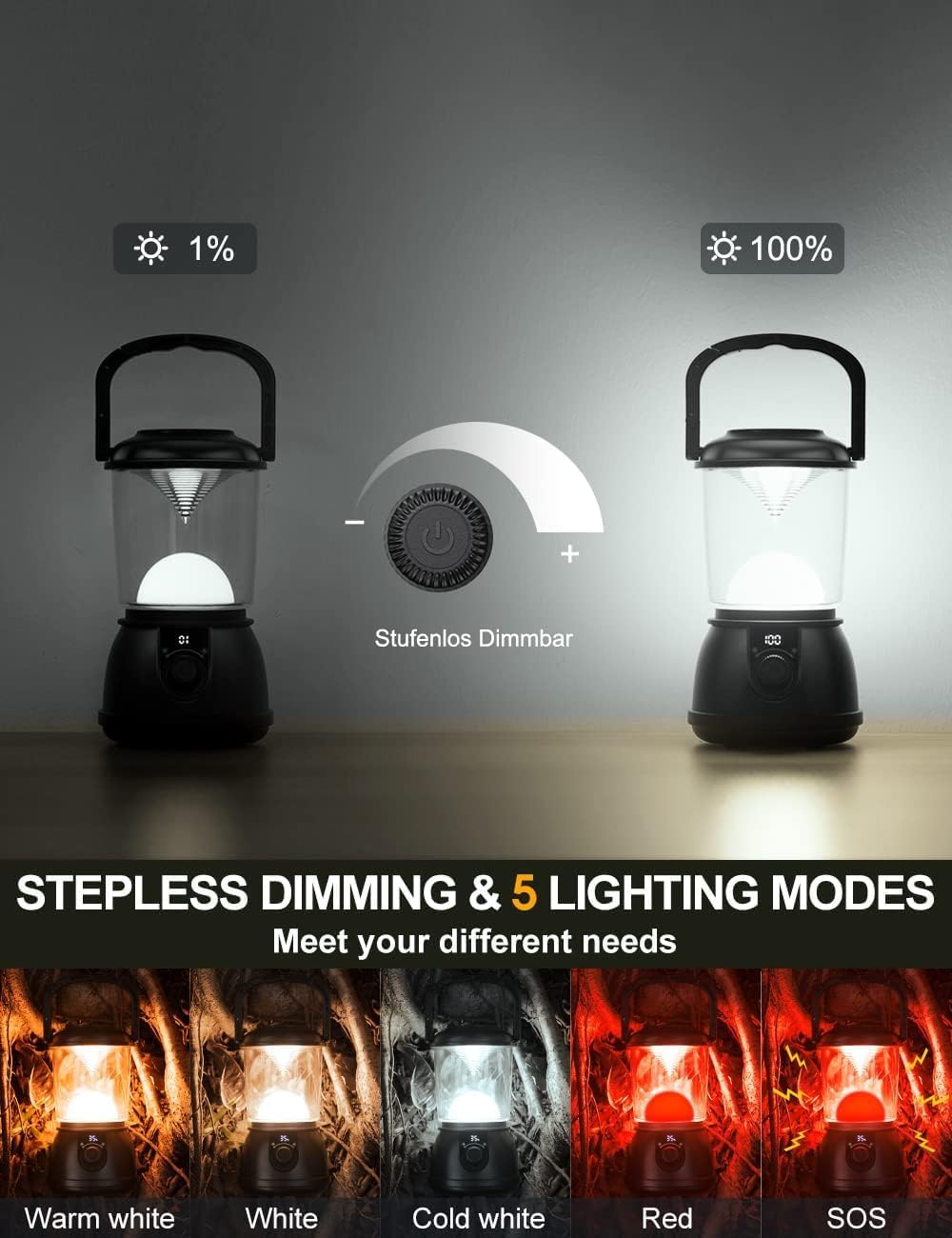 LED Camping Lantern Rechargeable, Up to 336H Running Time Super Tent Light, 1...