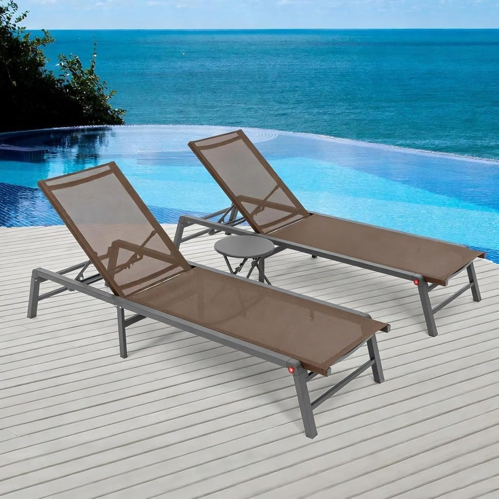 Aluminum Chaise Lounge Chair Outdoor, Foldable Patio Lounge Chair 2 Sets with...