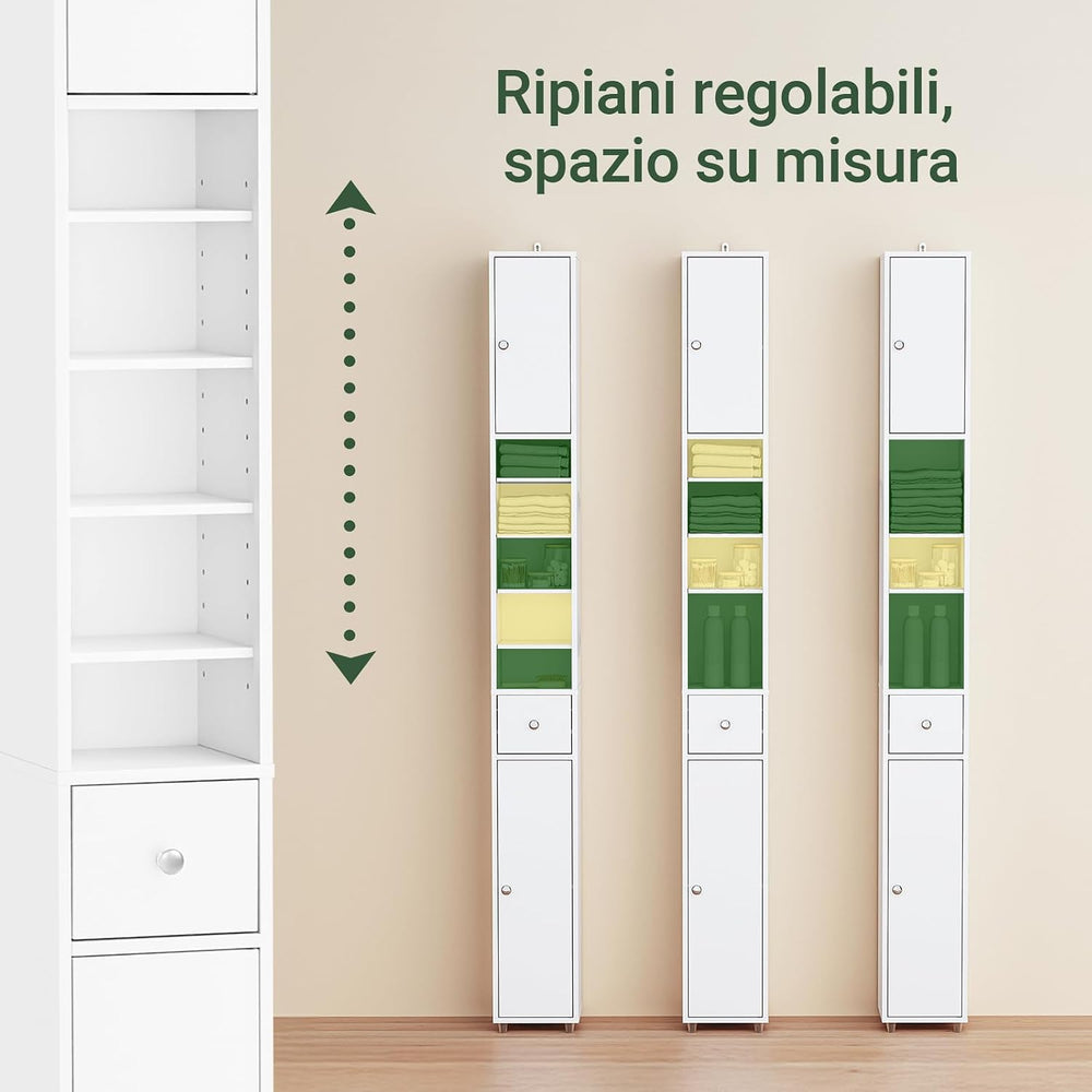 Haotian Narrow Bathroom Storage Cabinet, Tall Slim Cabinet with Adjustable Sh...