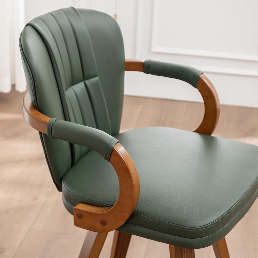 Swivel Dining Chairs Set of 4 Mid Century Modern Green Faux Leather Upholster...