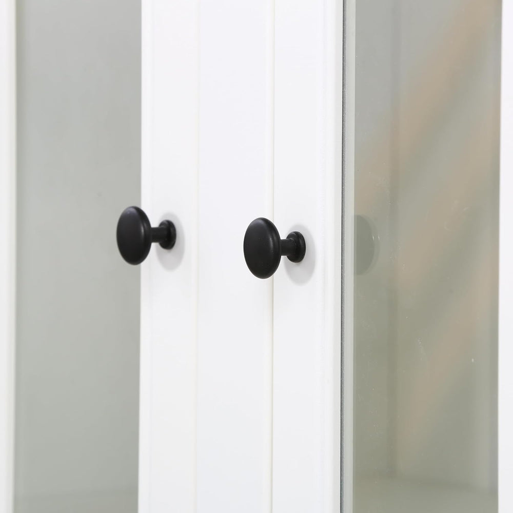Havemies 36” Wide Freestanding Pantry with Glass Lattice Door, 75” Tall Farmh...