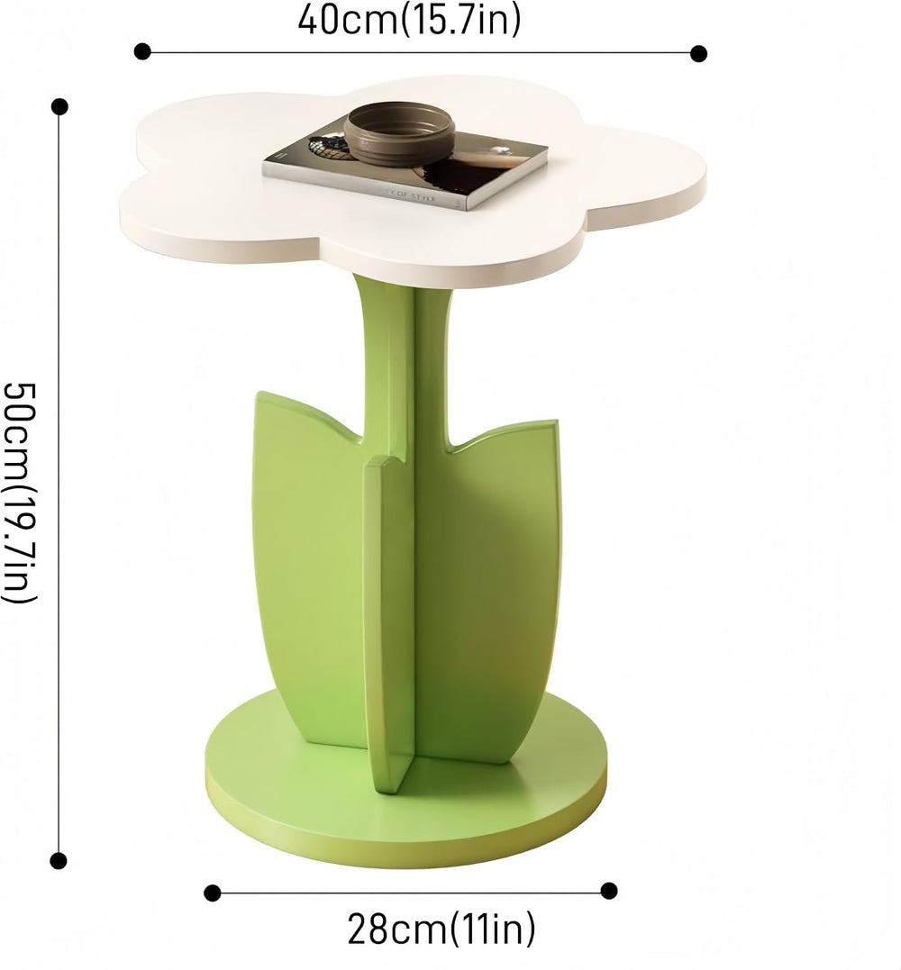 Funky Flower-Shaped Sofa Side Table, Small Nightstand/Coffee Table with Stora...