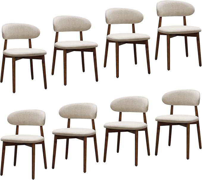 Farmhouse Dining Chairs Set of 8, Mid Century Modern Fabric Upholstered Kitch...