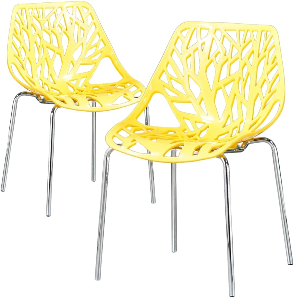 Modern Yellow Dining Chair, Birch Style Chairs for Dining Room, Hotels, Resta...