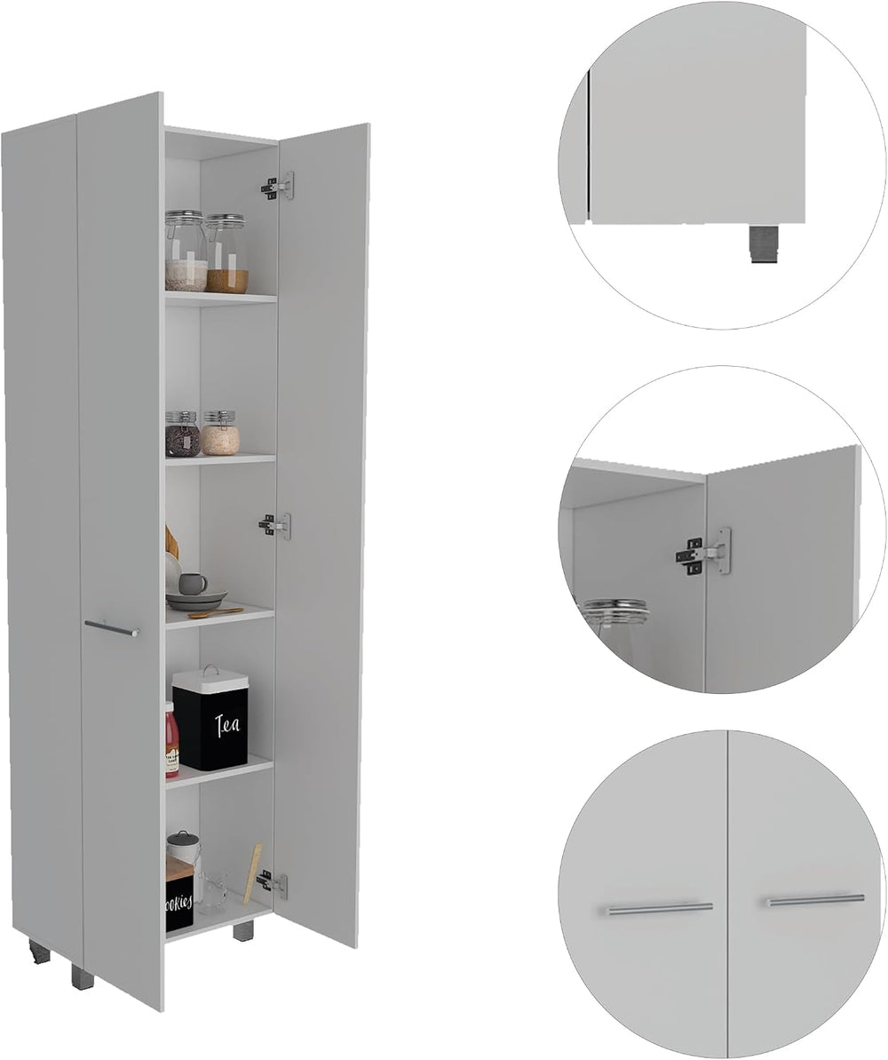 Pensacola Double Door Pantry Cabinet: 78" High Storage with 5 Shelves - ...