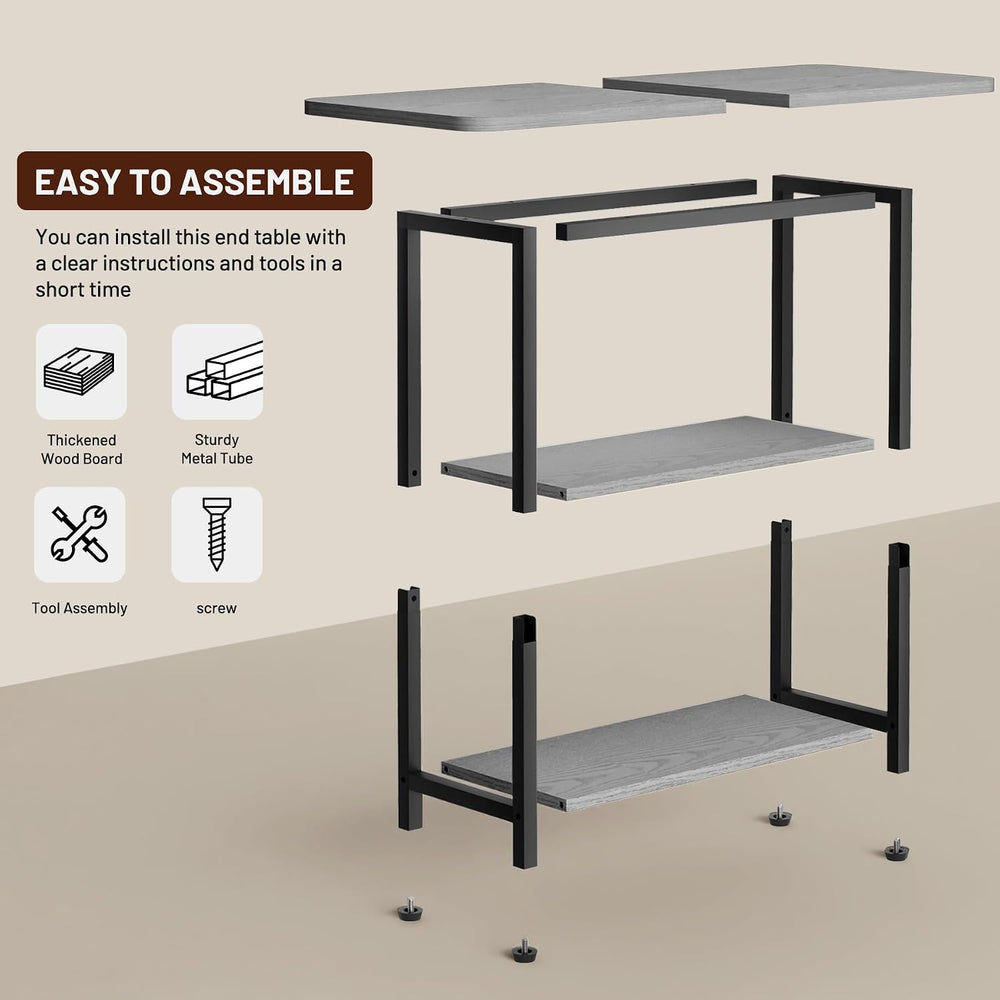 SLEEPING LAMB Side Table for Living Room, 3-Tier End Table for Small Space wi...