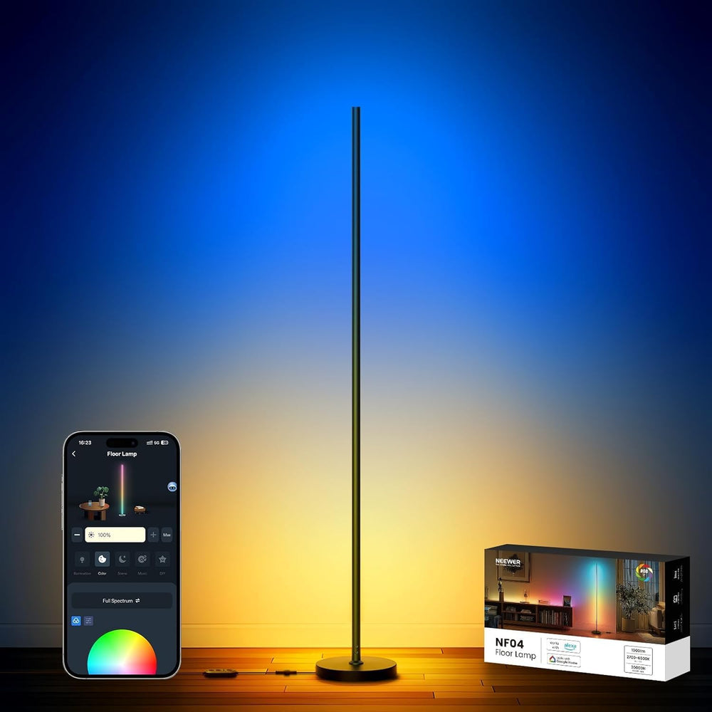 NEEWER NF04 RGB IC W Smart Floor Lamp, 1000lm LED Corner Light Compatible wit...