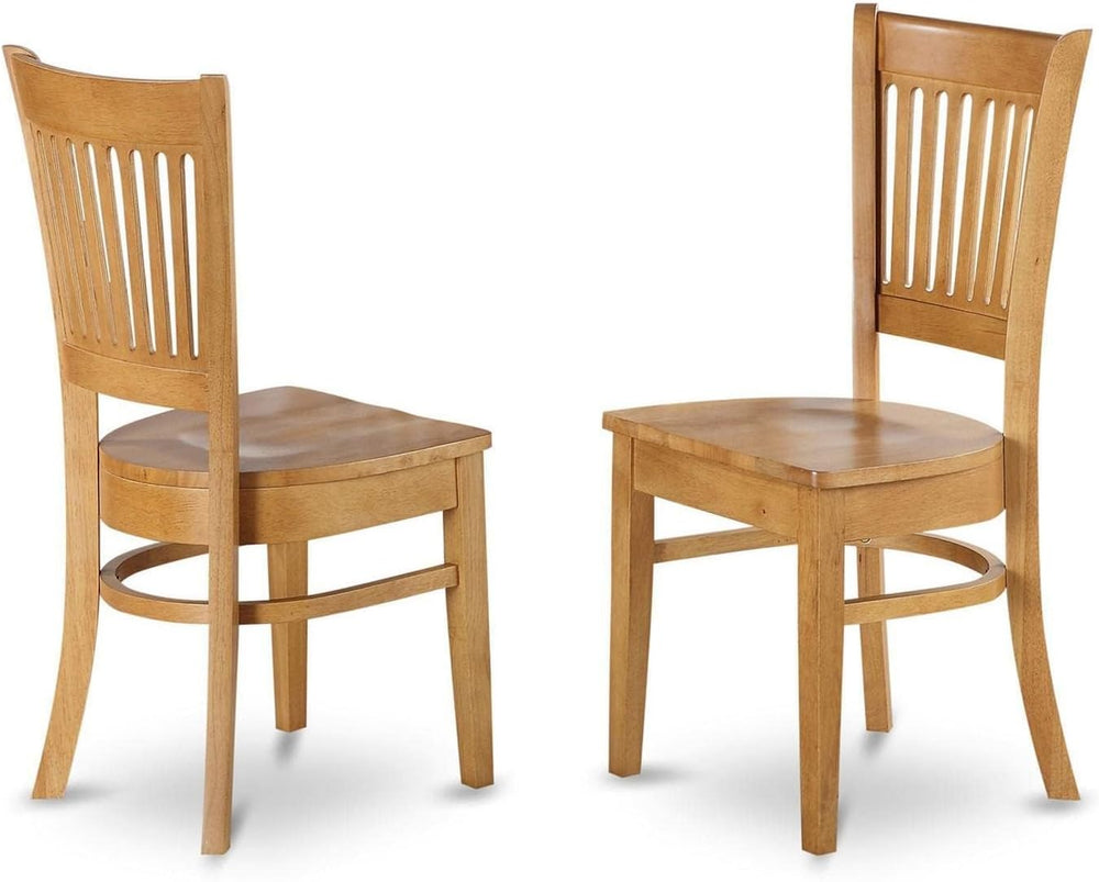 East West Furniture VAC-OAK-W Vancouver Kitchen Dining Chairs - Slat Back Woo...