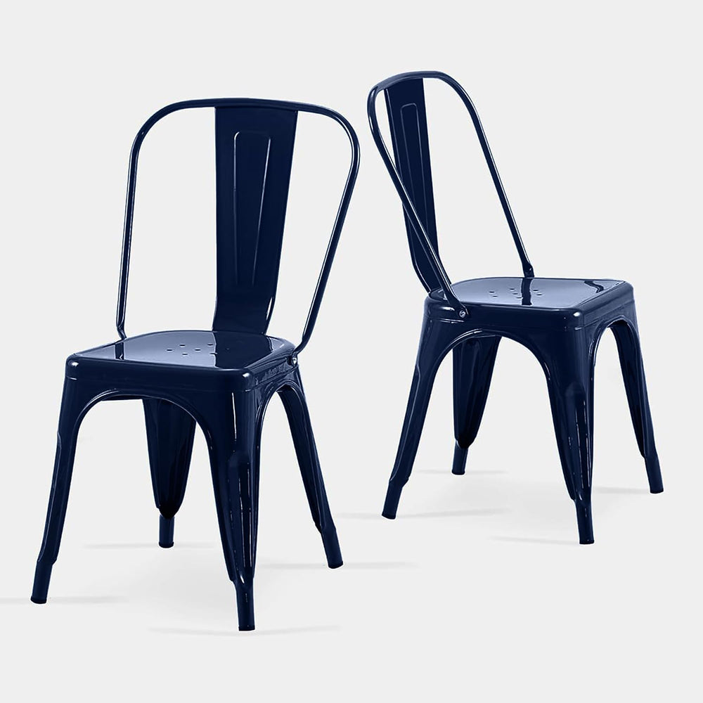 AC Pacific 18 Inch Seat Height Industrial Metal Dining Chairs, Stackable Kitc...