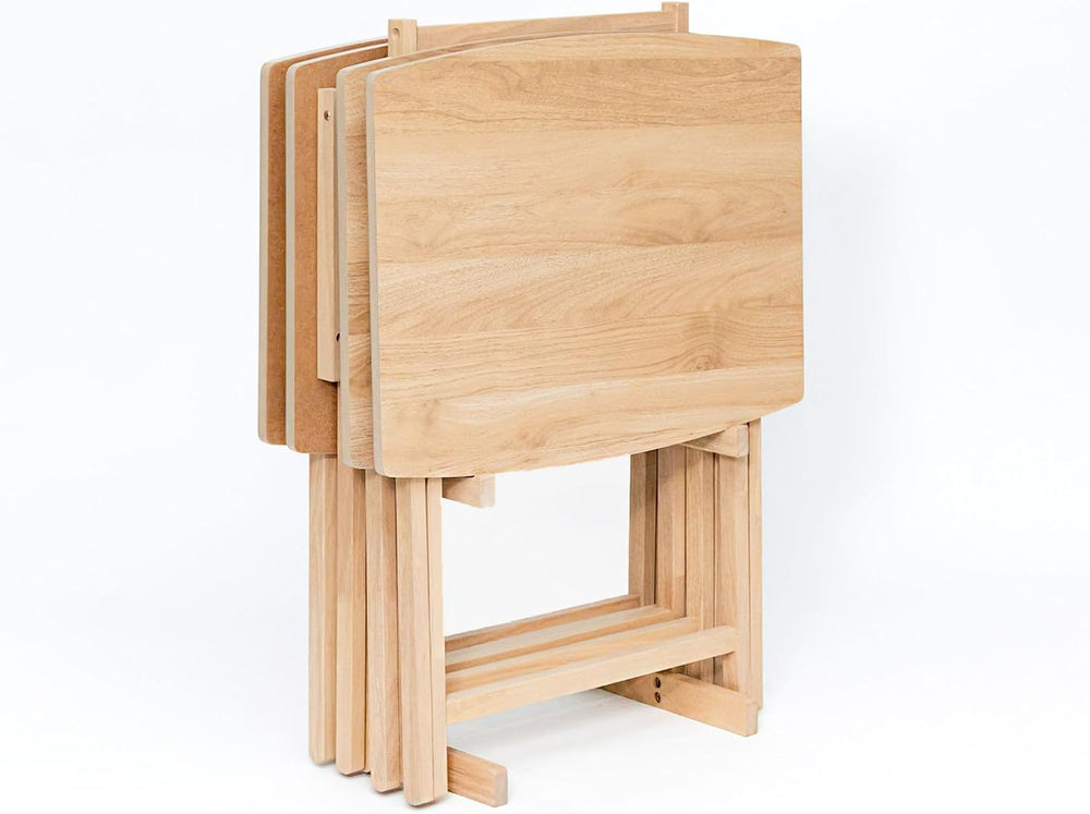 PJ Wood XL Oversize Tray Table, Natural Wood, 5-Pack | 33.2 lb Capacity, Rect...