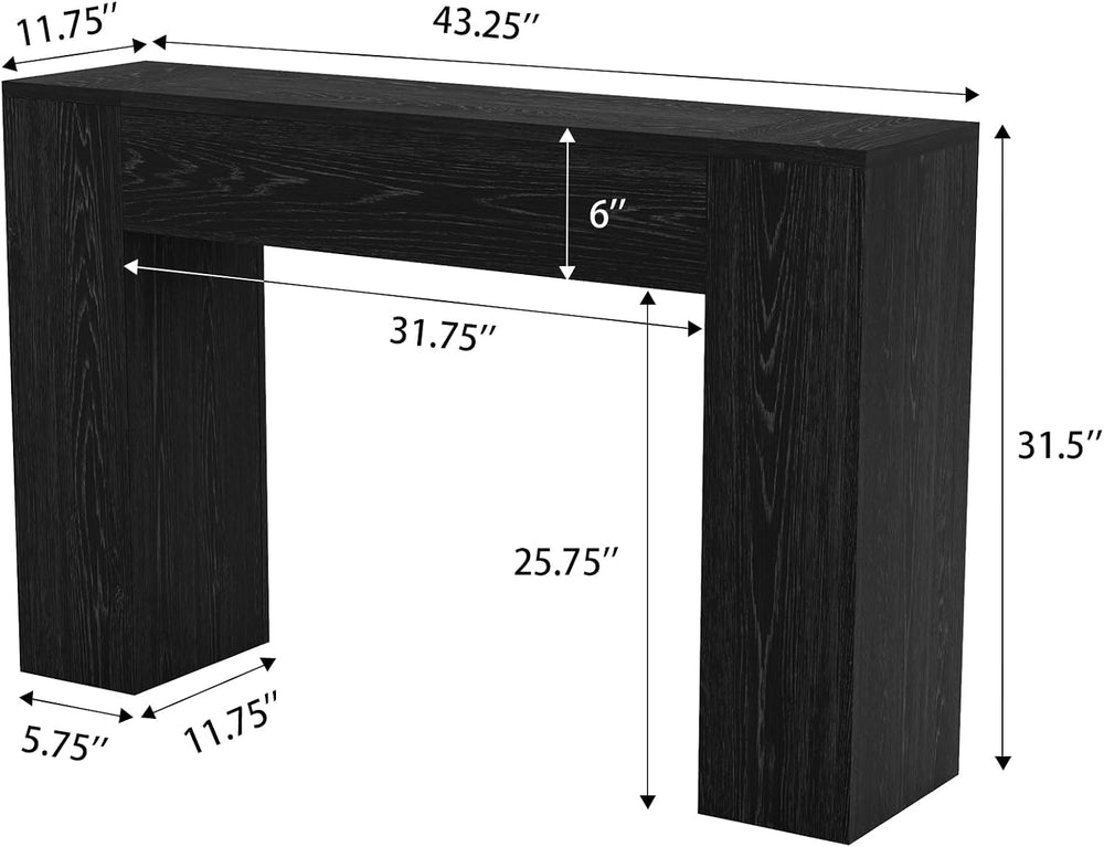 Epecoya Black 43-Inch Wood Console Table for Entryway Living Room