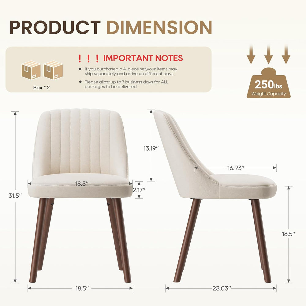 MALOL Upholstered Dining Chairs Set of 4, Modern Fabric Kitchen Chairs with B...