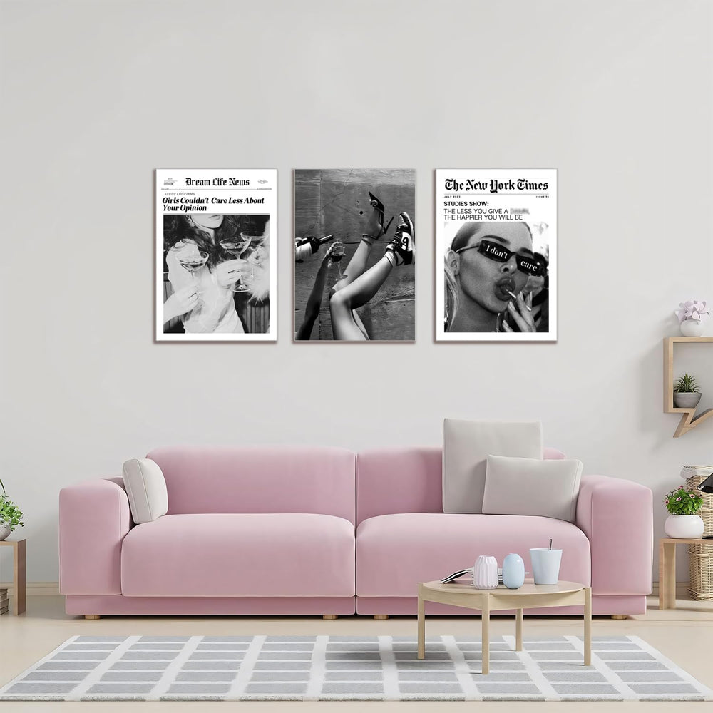 Trendy The New York Times Wall Art 12x16in Framed, Black and White Elegant Ur...