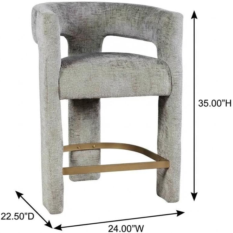 Jofran Gwen Gray Upholstered Counter Stool with Arms – Versatile Barstools – ...