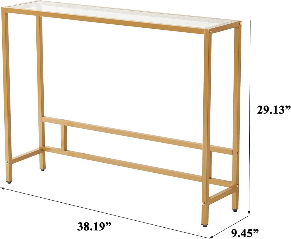 MAJARO Small Modern Console Table for Entryway, Tempered Glass with Metal Fra...