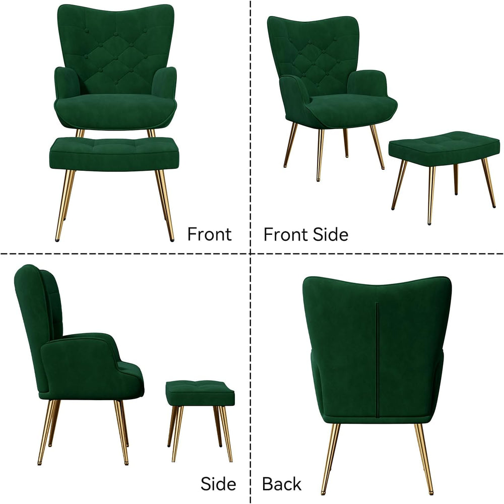 Nalupatio Accent Chair with Ottoman Footstool Set, Mid Century Modern Velvet ...