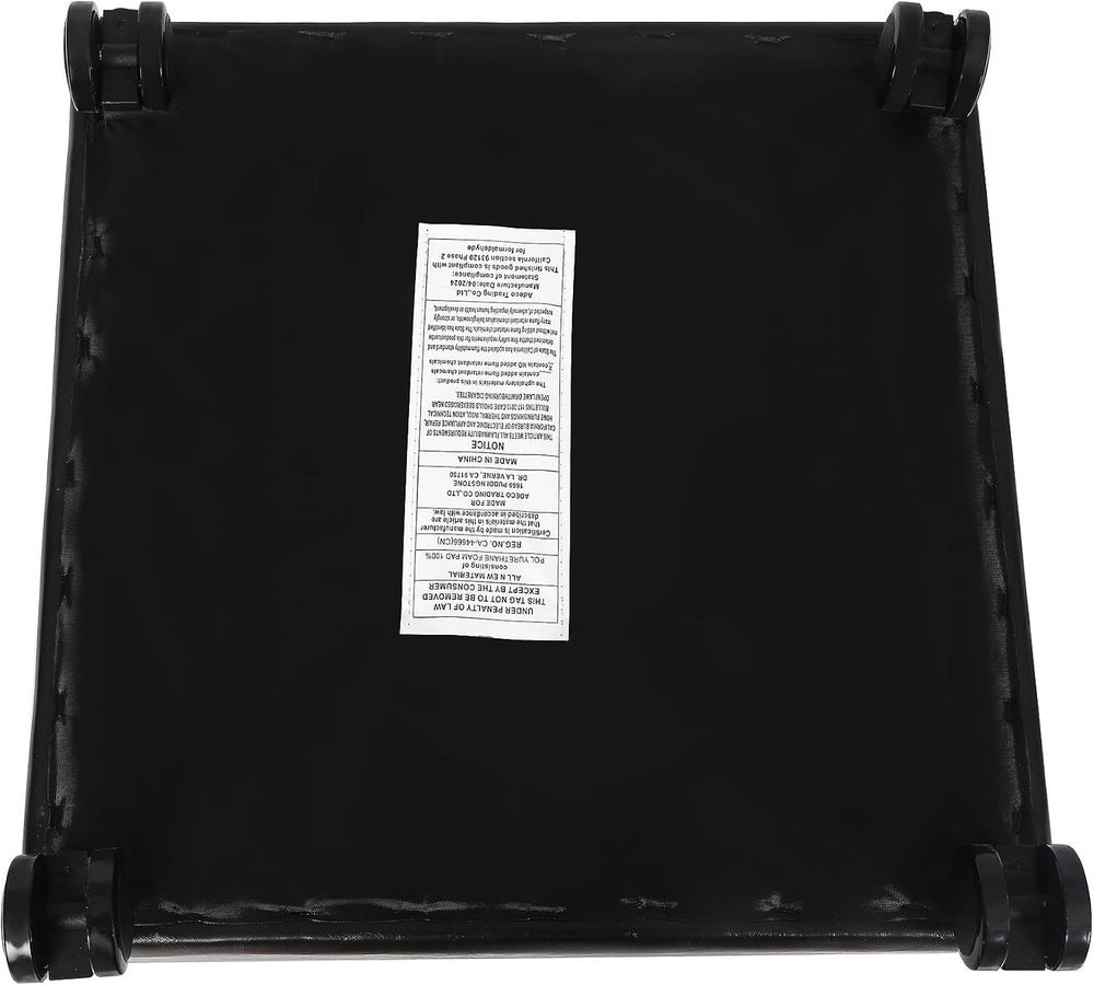 Adeco 17" Storage Ottoman Modern Tufted Faux Leather with Wheels, Black