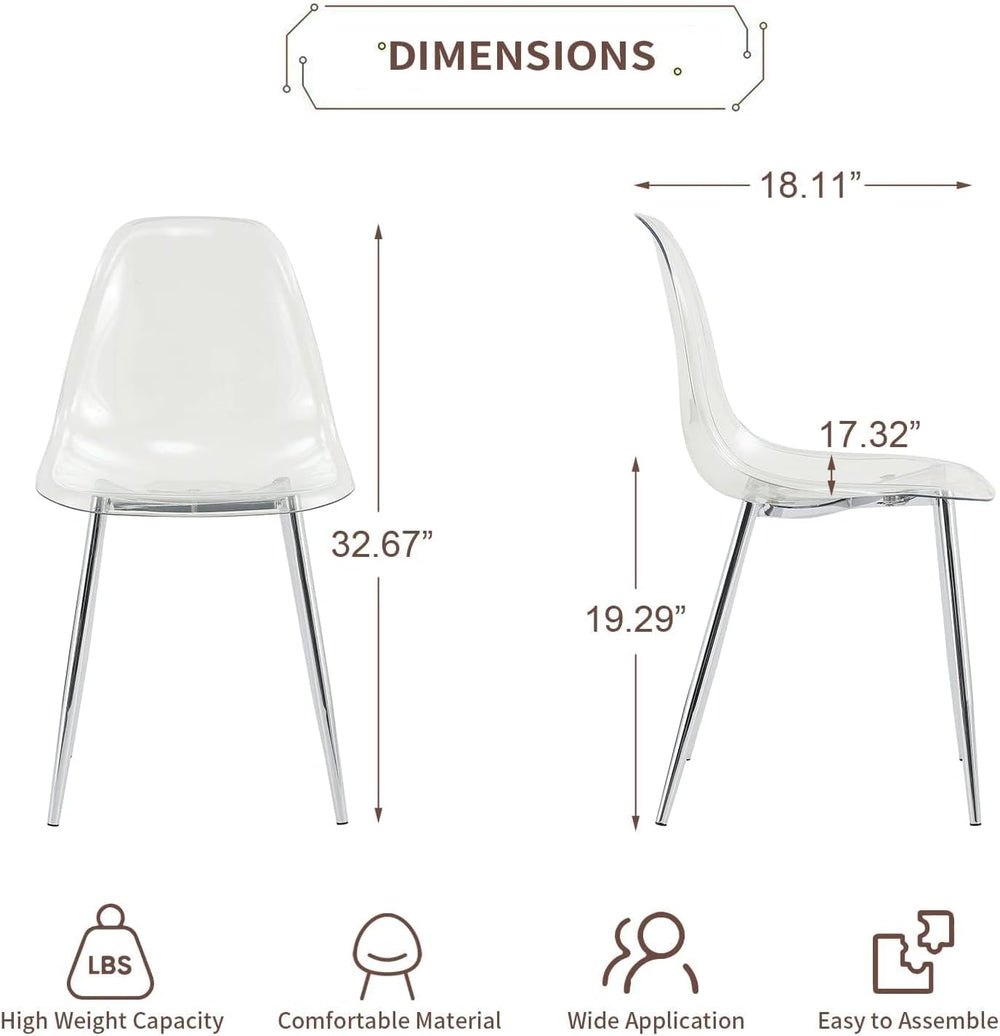 Baysitone Clear Dining Chairs Set of 12, Modern Kitchen Chairs with Transpare...