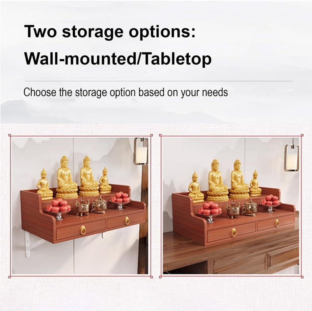 Wall Hanging God Shelf, Buddhist Altar De Madera Shrine with Retractable Pull...