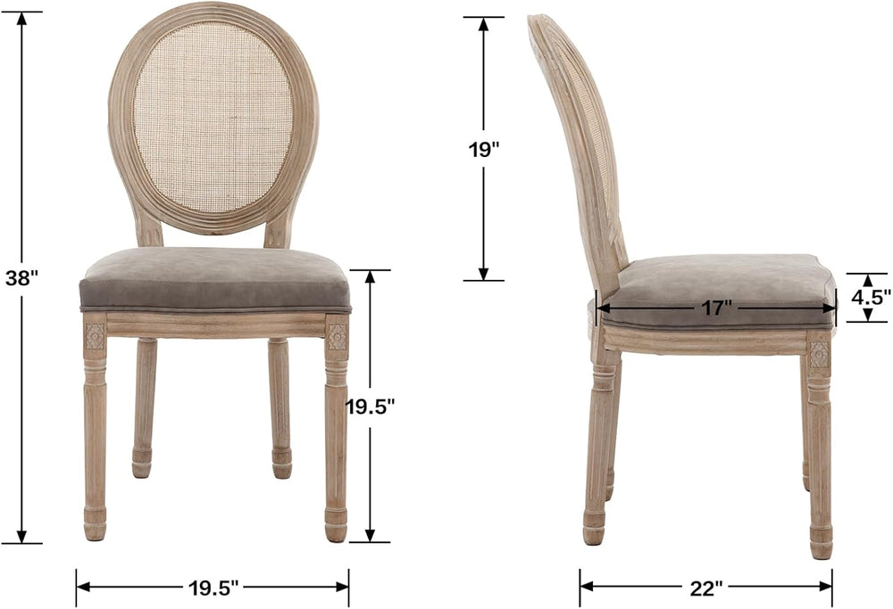chairus Farmhouse Rattan Dining Chairs Set of 2, Leather French Country Chair...