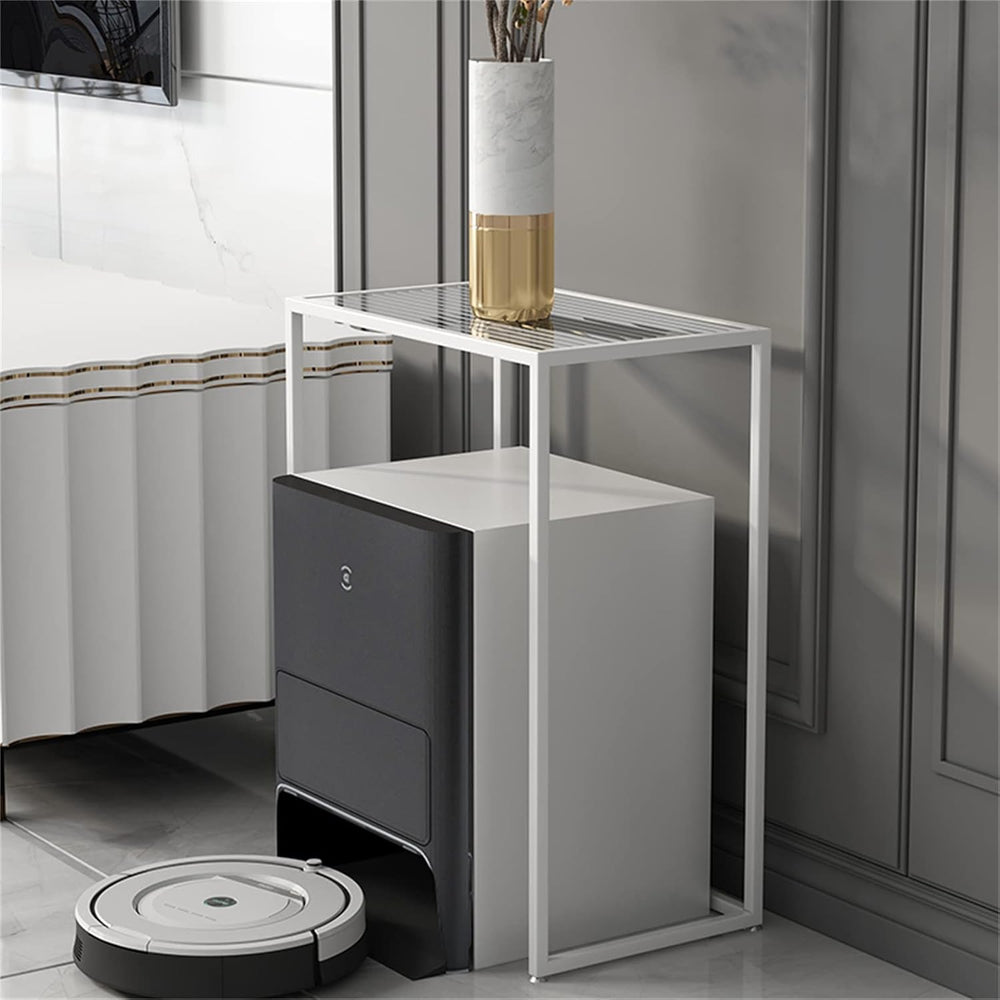 Tall Telephone Stand, Slim Side Table Narrow End Table Rectangular Glass Coff...
