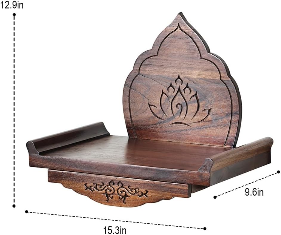 Wall Mounted Shrine Buddhist Altar, Personal Shrine Stand with Retractable Pu...