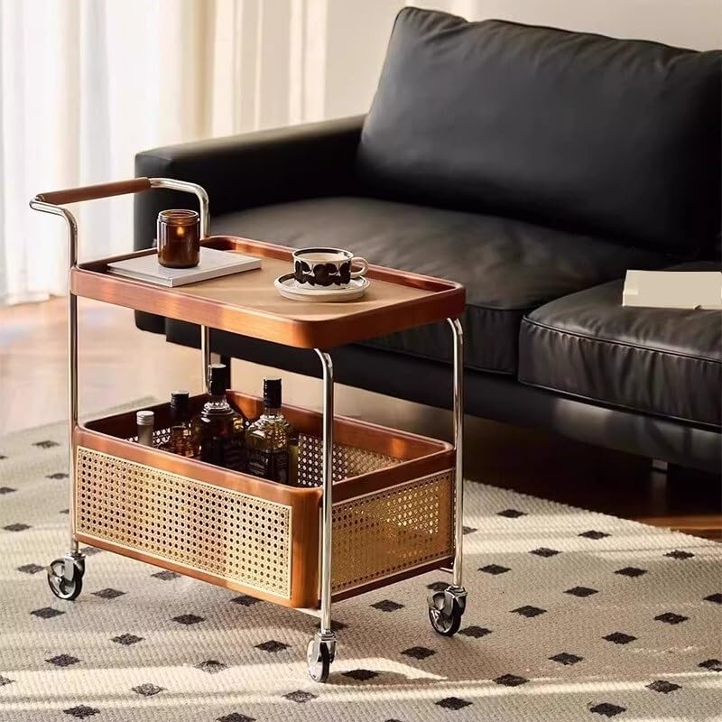 Sofa Side Table Side Table Second-Hand Trolley Wood Rattan Living Room Mobile...