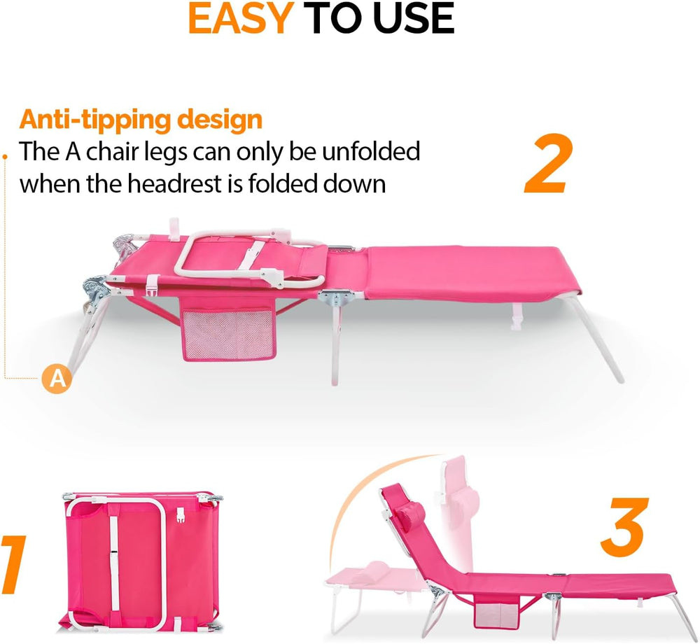 VINGLI Tanning Chair, Beach Lounge Chair with Face Hole, Lounge Chair Outdoor...