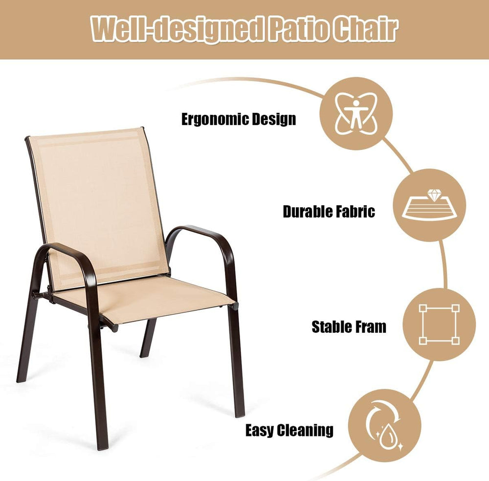 GIANTEX Set of 2 Patio Chairs, Outdoor Bistro Armchairs with Metal Frame, Mes...