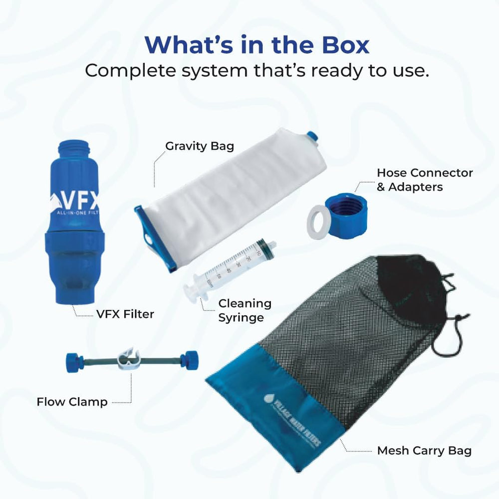VFX All-in-One Portable Water Filter, Gravity System for Camping & Hiking