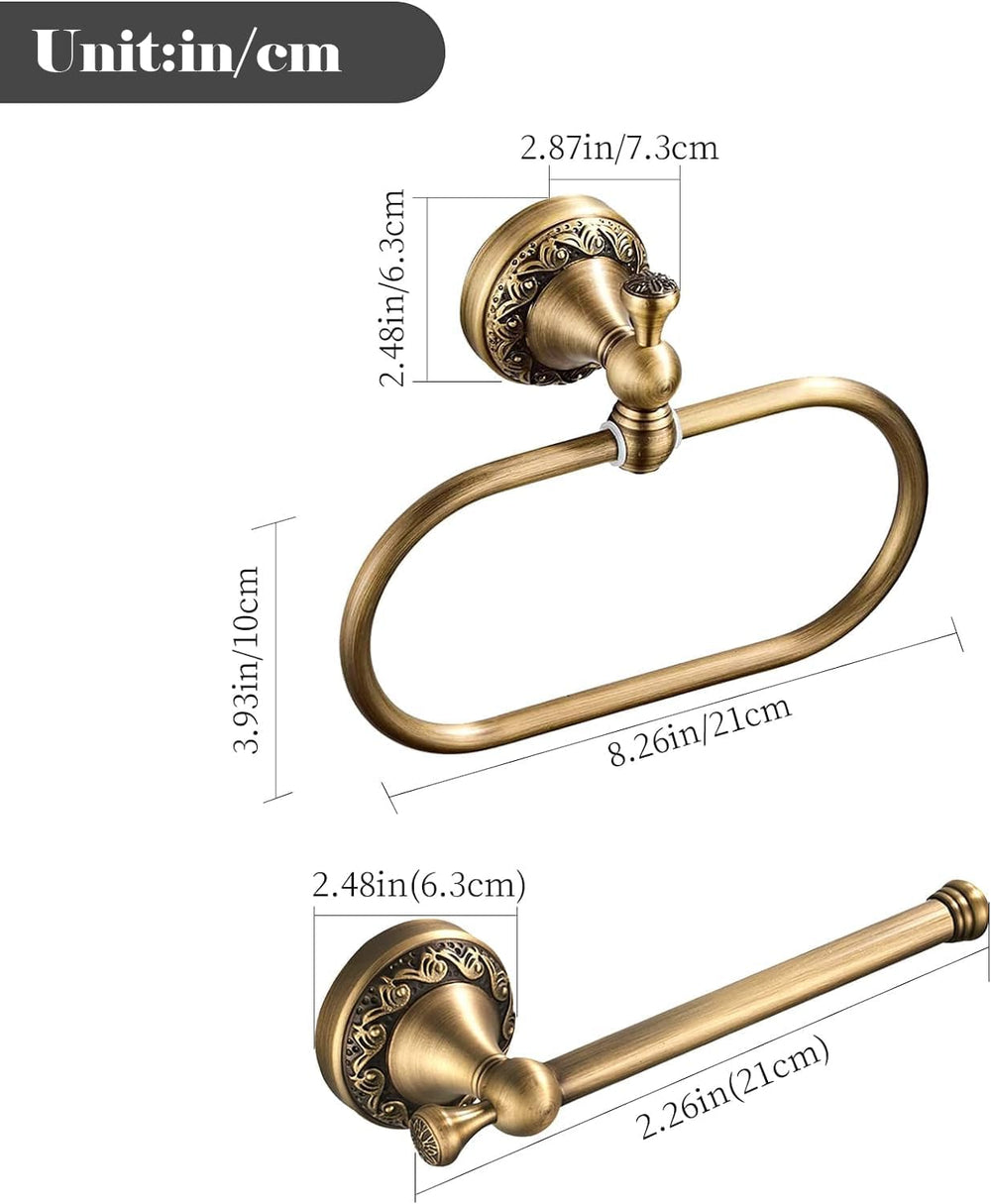 WOLIBEER Antique Brass Toilet Paper Holder, Brass Towel Ring Oval, Hand Towel...