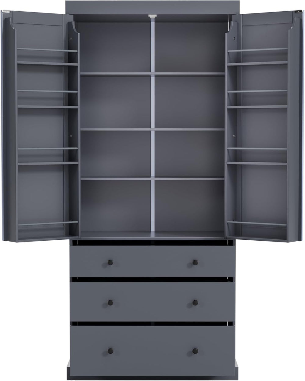 77inch Farmhouse Kitchen Pantry, Freestanding Tall Cupboard Storage Cabinet w...