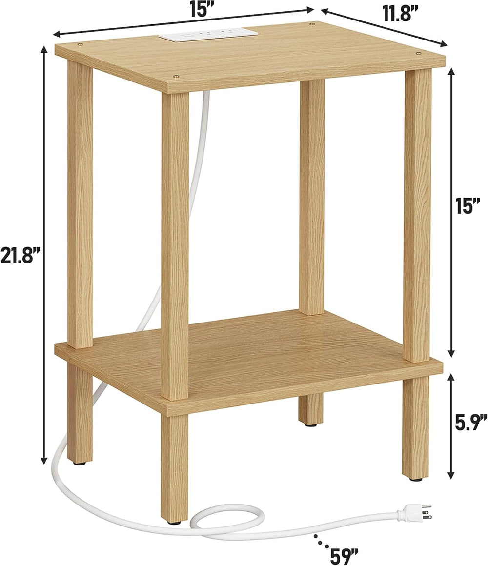 TUTOTAK End Table with Charging Station, Set of 2, Small Side Table with Outl...