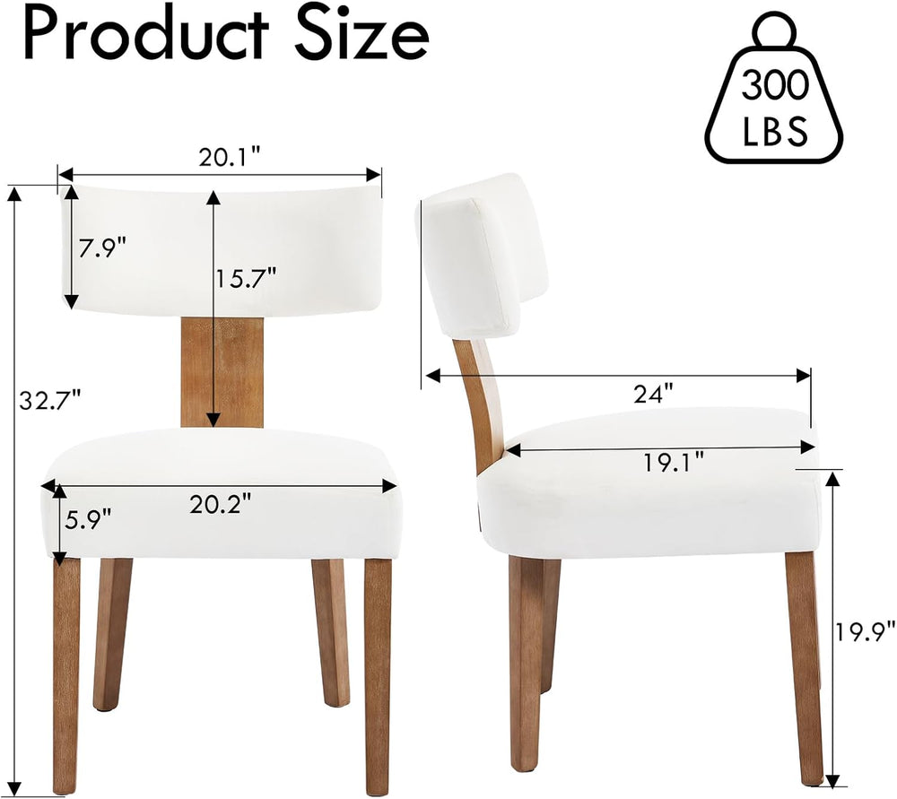Mid Century Modern Dining Chairs Set of 4, Linen Fabric Upholstered Dining Ch...