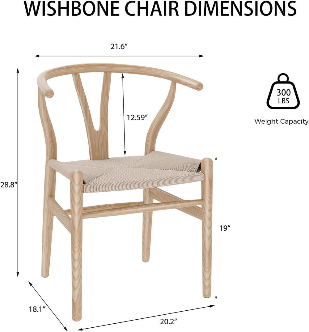 Polynices Wishbone Chair, Weave Modern Solid Wood Mid-Century Y Shaped Backre...