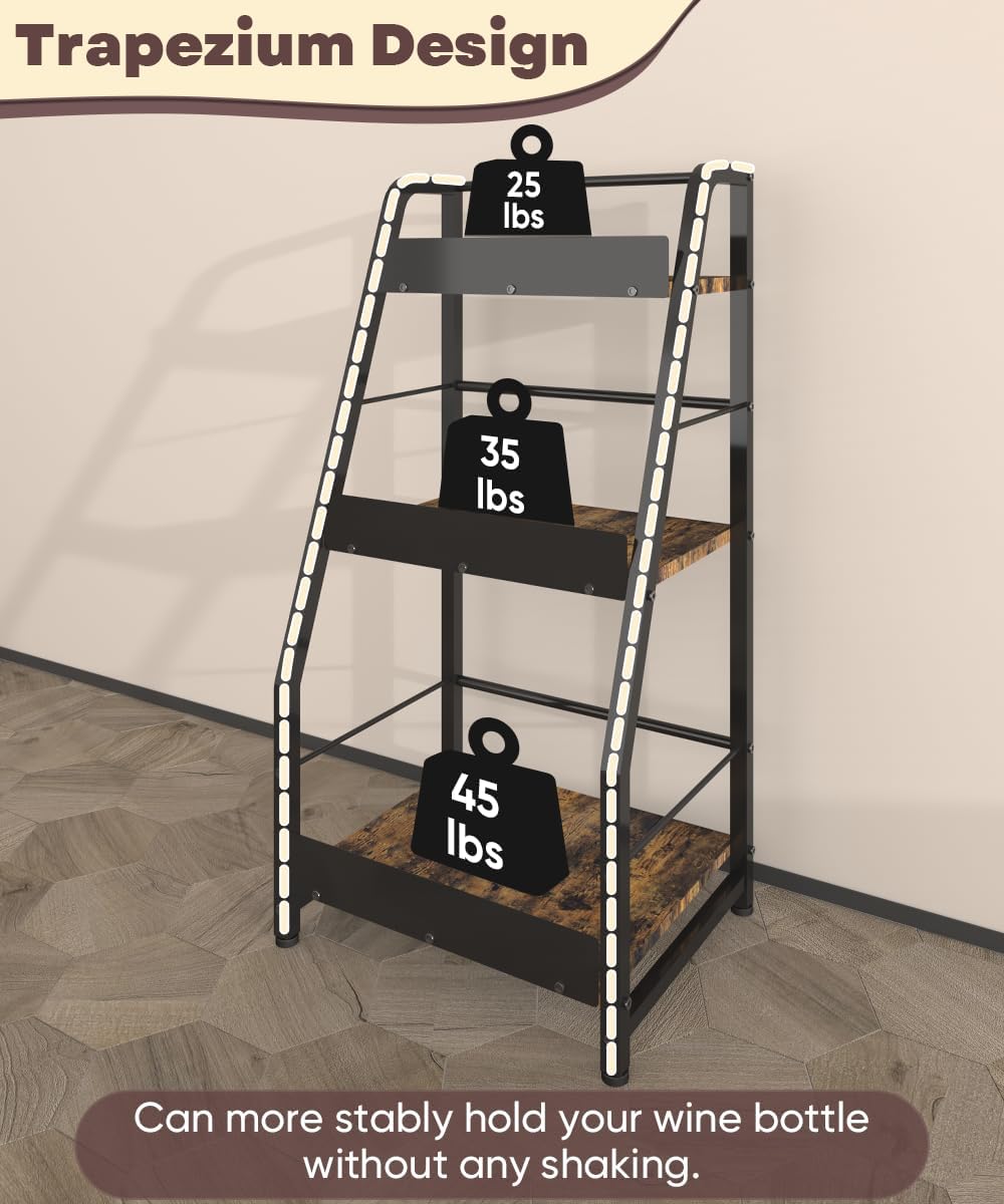 3-Tier Liquor Stand for Home Bar, Trapezoid Freestanding Whisky Bottle Holder...