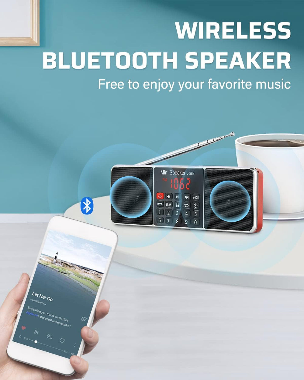 PRUNUS J-288 Portable Radio AM FM Radio, Stereo Bluetooth Speaker