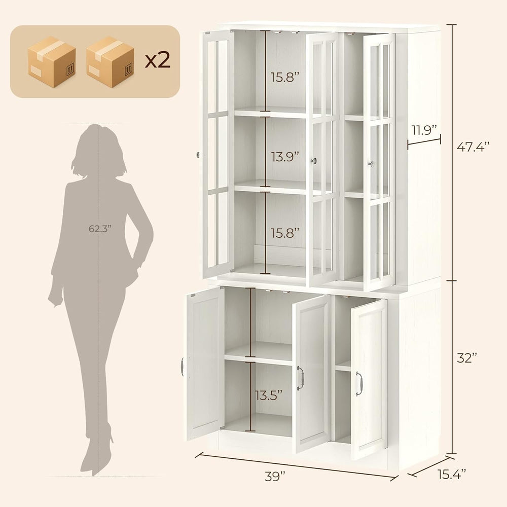 80" Modular Kitchen Pantry Cabinet, 2-in-1 Freestanding Tall Pantry Cabi...