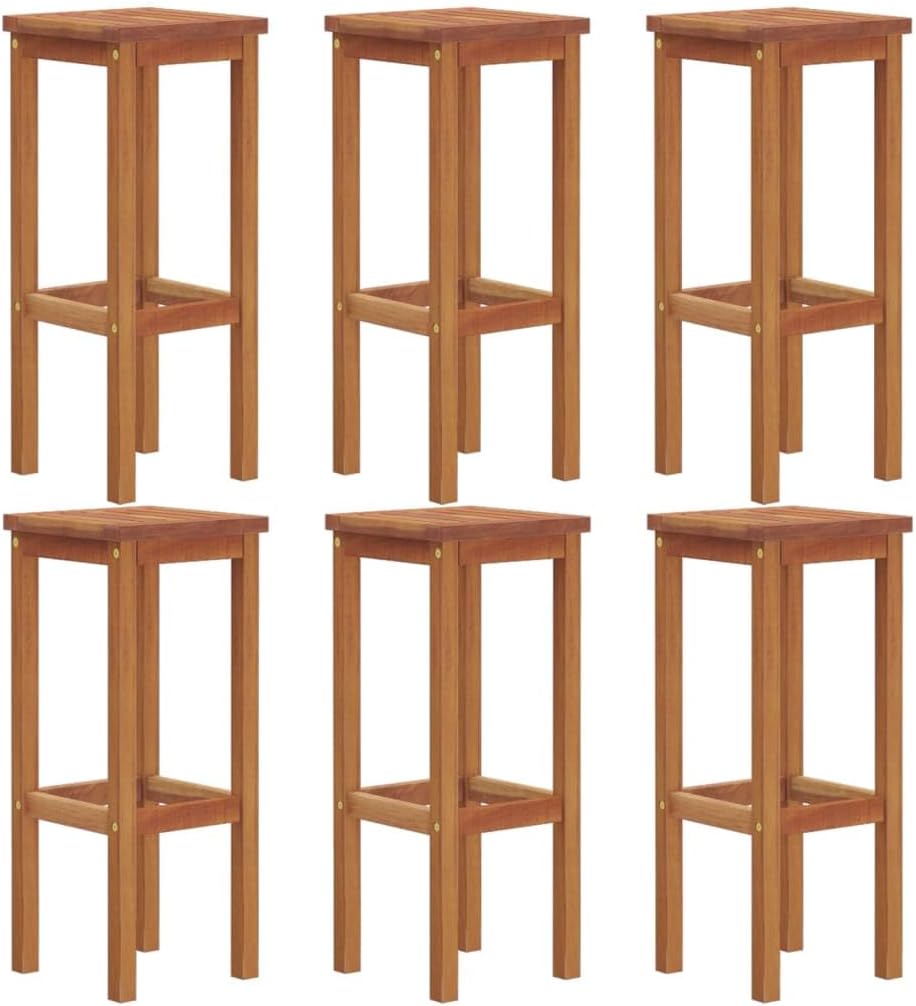 vidaXL Bar Stools 6 pcs Solid Wood Acacia