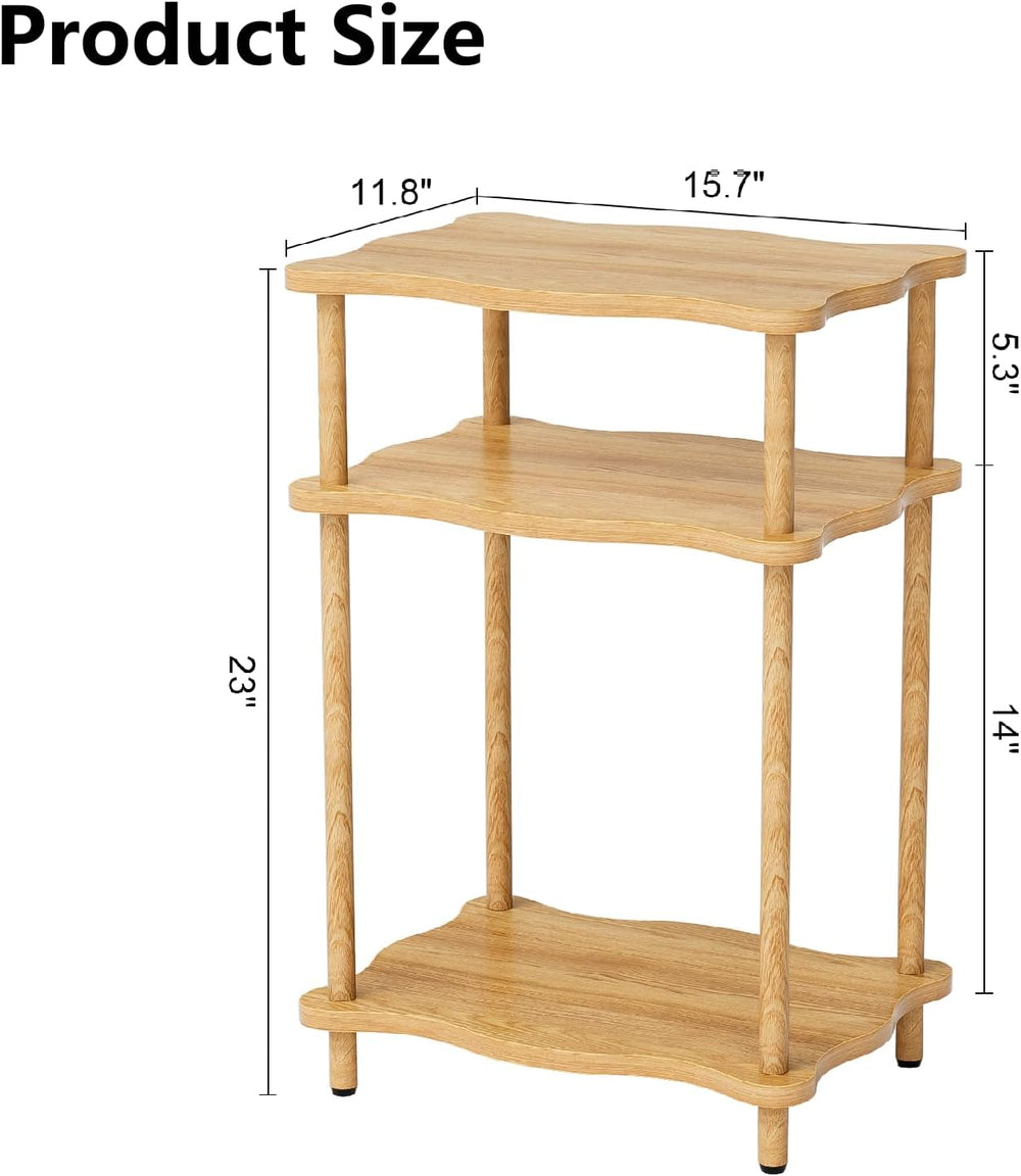 THUMEYE 3-Tier Side Table, 15.7”x11.8”x23” Space-Saving End Table with Solid ...