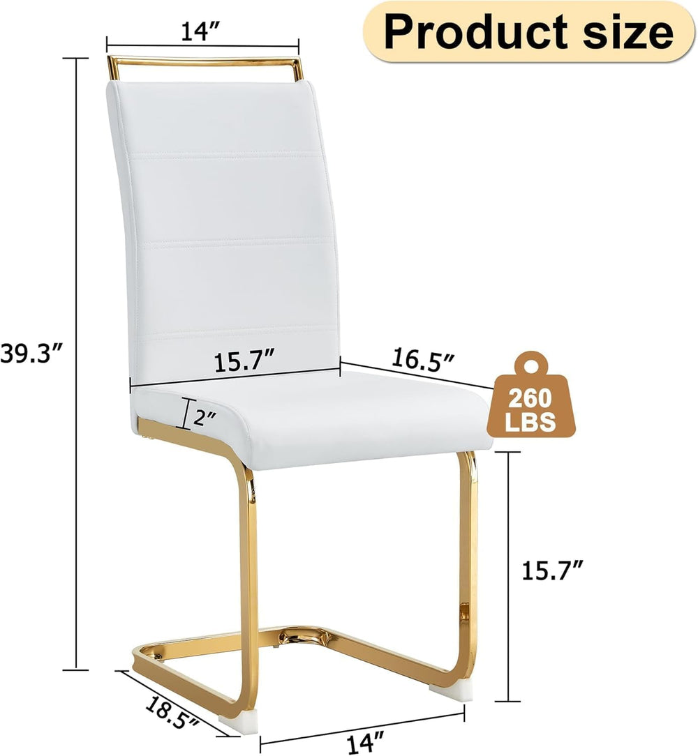 Dining Chairs Set 4, Armless White Kitchen Chairs, Waterproof Faux Leather Di...