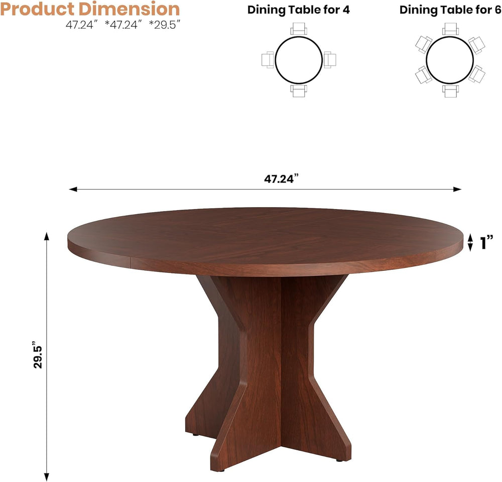 IDEALHOUSE Round Dining Table, 47" Kitchen Table for 4-6 People, Circle ...