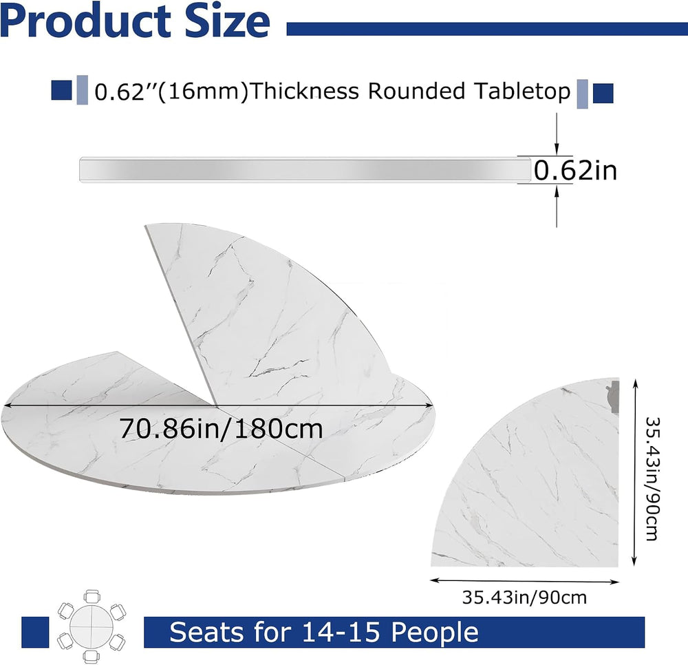 Large Round Foldable Table Top, 47.2-70.9'' inch Wood Table Top, Roun...