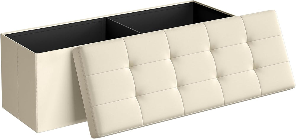 SONGMICS 43.3 Inches Folding Storage Ottoman Bench, Load 660 lb | Ottoman Foo...