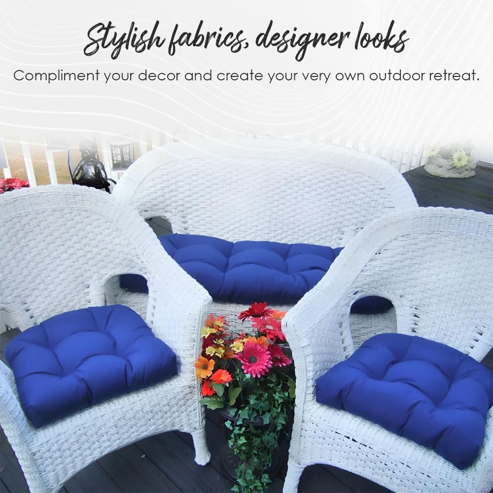RSH DECOR: Tufted Wicker Loveseat Cushion | 41" x 19" | All-Weather...