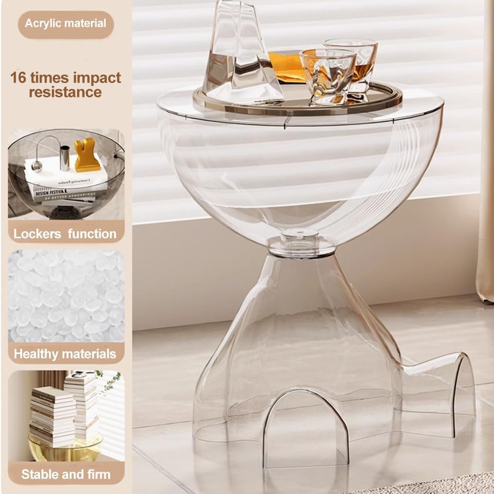 Circle Side Table, Round Modern End Table, Waterproof & Durable, Small Co...